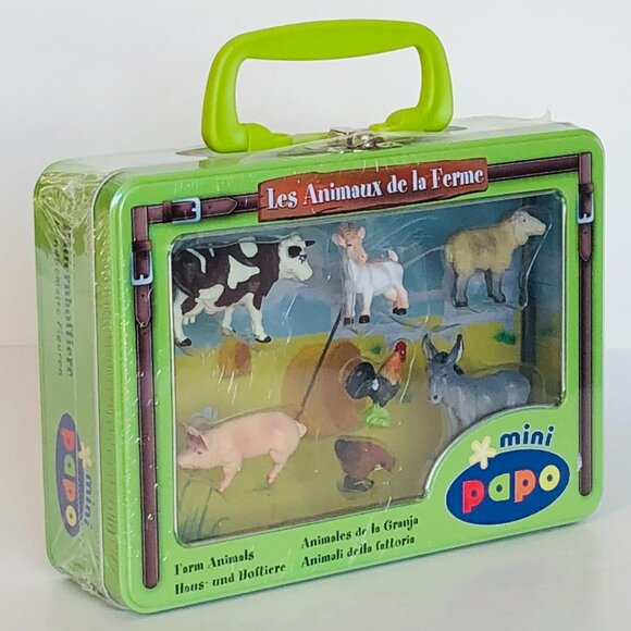 Papo Mini 7 Farm Animals Hand painted figurines in Tin Case New Sealed Age 3+ - Picture 6 of 13